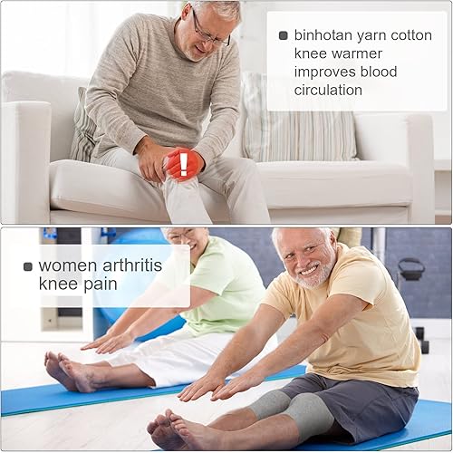 Miniatura 6 de Geyoga 4 pares de rodilleras para mujeres y hombres, rodilleras de forro de manga de compresión de rodilla, manga de compresión de invierno,