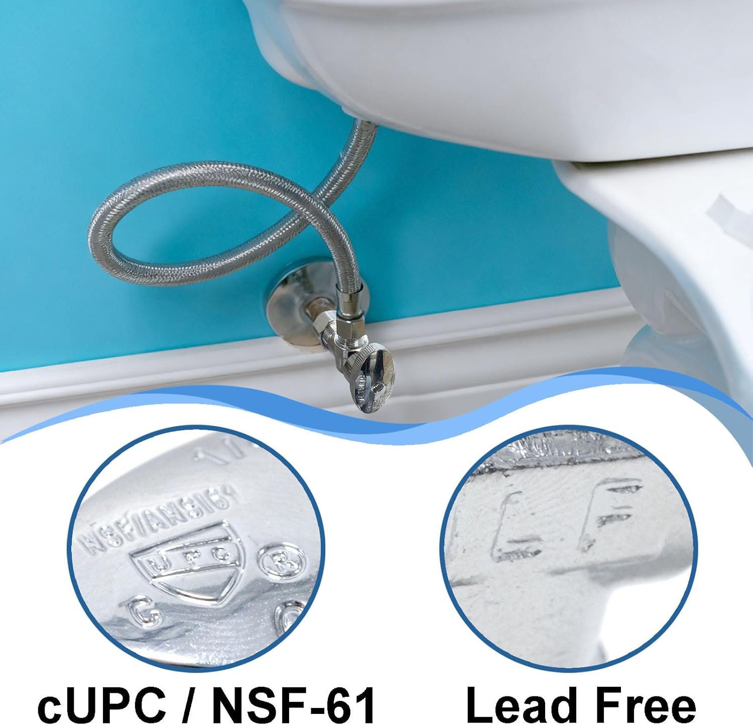 TTFLEX Angle Stop Valve 1/2" Nominal (5/8" OD) Compression Inlet x 3/8" OD Compression Outlet, 1/4 Turn Water Shut Off Valve, Toilet Water Valve for Toilet & Faucet Plumbing (1 Pack)
