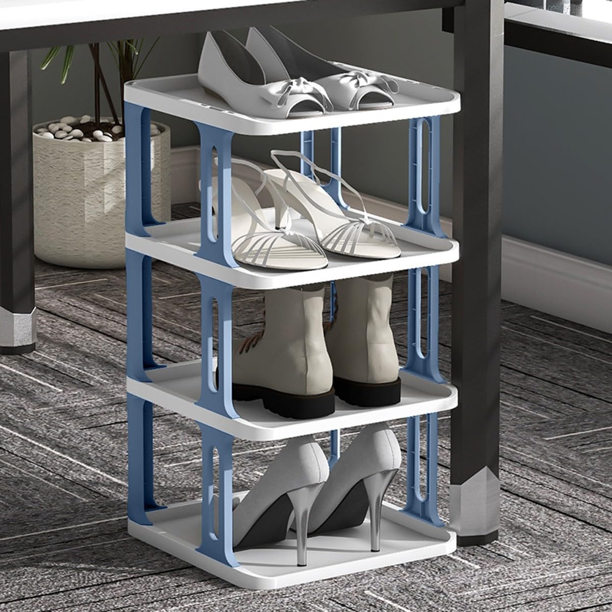 Stapelbares Schuhregal, schmaler Schuhschrank, vertikaler Schuh-Organizer, stapelbare Schuhregale für Flur, Eingangsbereich, Tür, Schlafzimmer, frei stapelbar