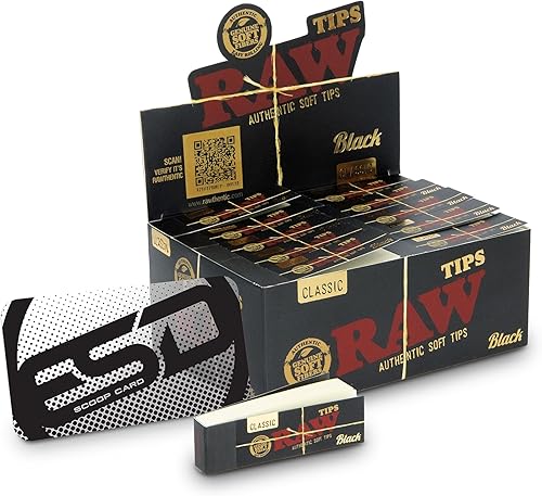 RAW Caja completa de puntas enrollables negras 50 paquetes 50 puntas por paquete Prueba los terps con puntas negras finas clásicas