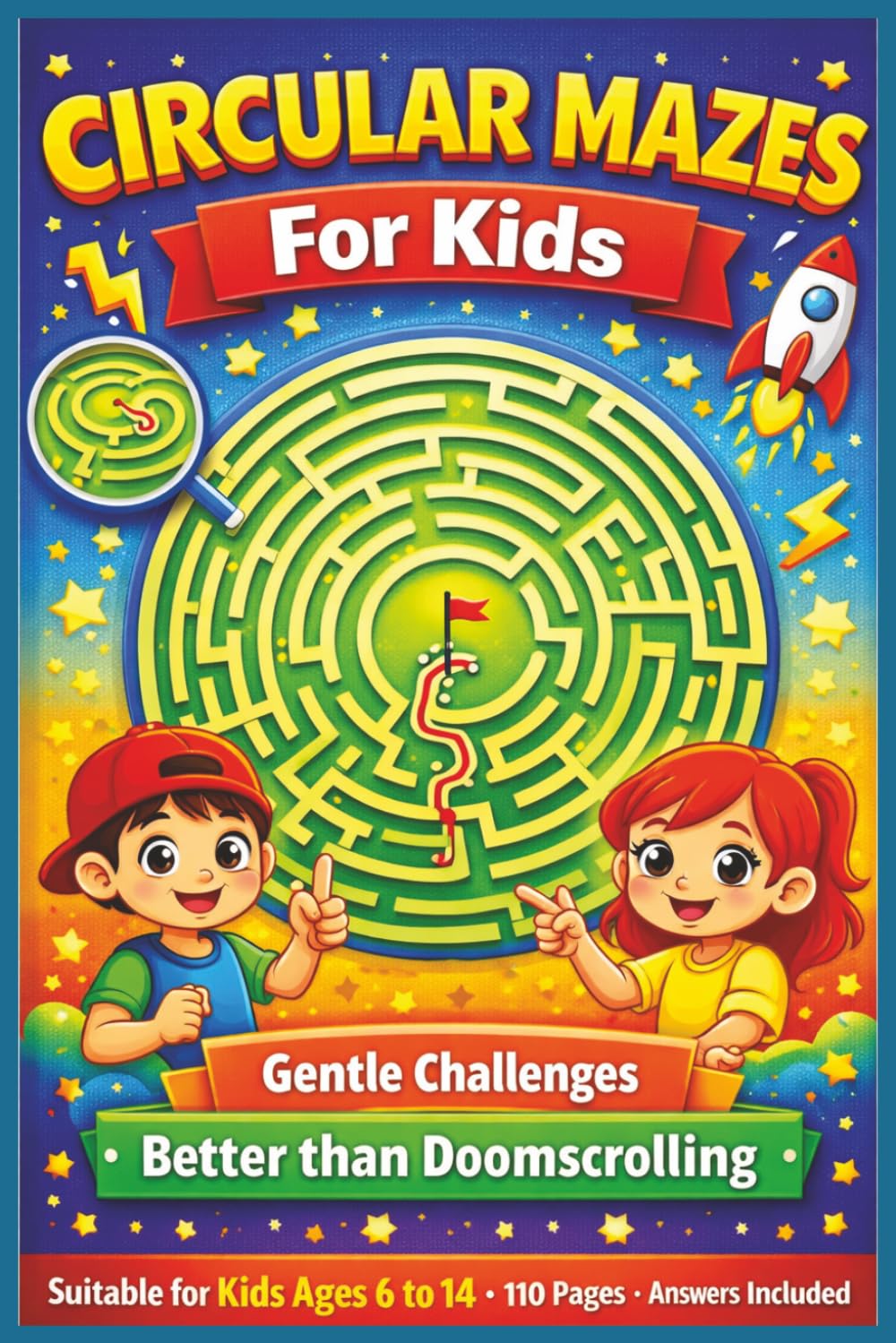Circular Maze for Kids: Gentle Challenges Better than Doomscrolling|Beat Boredom Without a Screen|Brain-Boosting Fun|6-14 years|50+ Puzzles|Solutions included