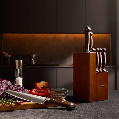 Miniatura 6 de Chicago Cutlery Racine - Juego de 12 cuchillos de cocina de bloque de madera, juego de bloques de cuchillos de acero inoxidable, cuchillos para