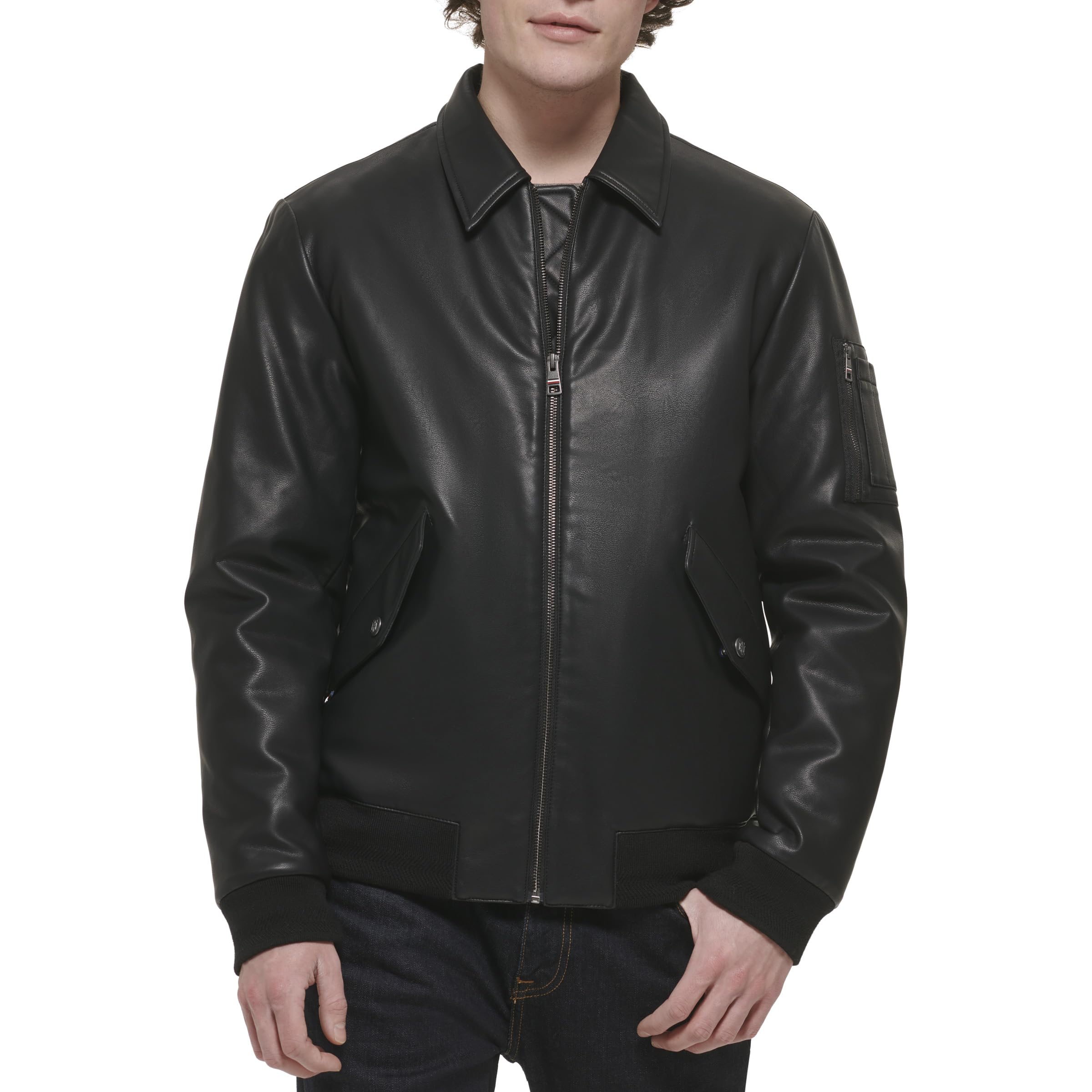 Tommy Hilfiger Men's Faux Leather Bomber Jacket