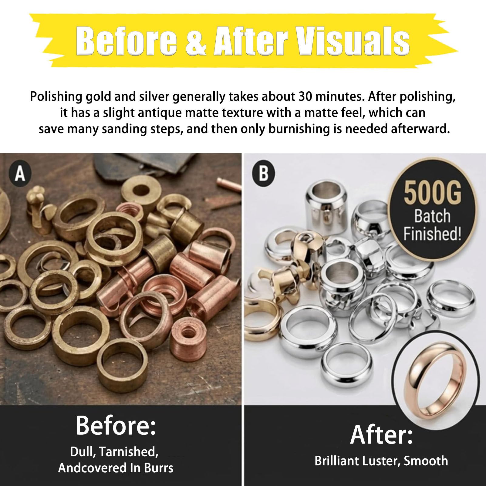 Magnet-Trommelpolierer Für Schmuck, 180mm Trommel, Einstellbarer Timer (1–60 Min.), Inklusive 500 G Magnetstifte, Zur Veredelung Von Metallschmuck Aller Art
