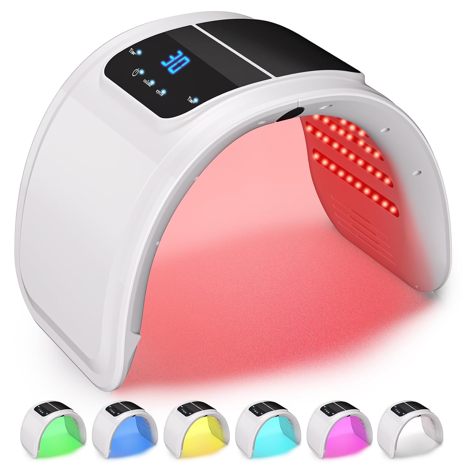 Red Light Therapy Mask, 7 Colors LED Red Light Therapy for Face Neck Body Hand Skincare Mask with Timing, Foldable Red Light Therapy Beauty Device Tool for Skin Rejuvenation at Home