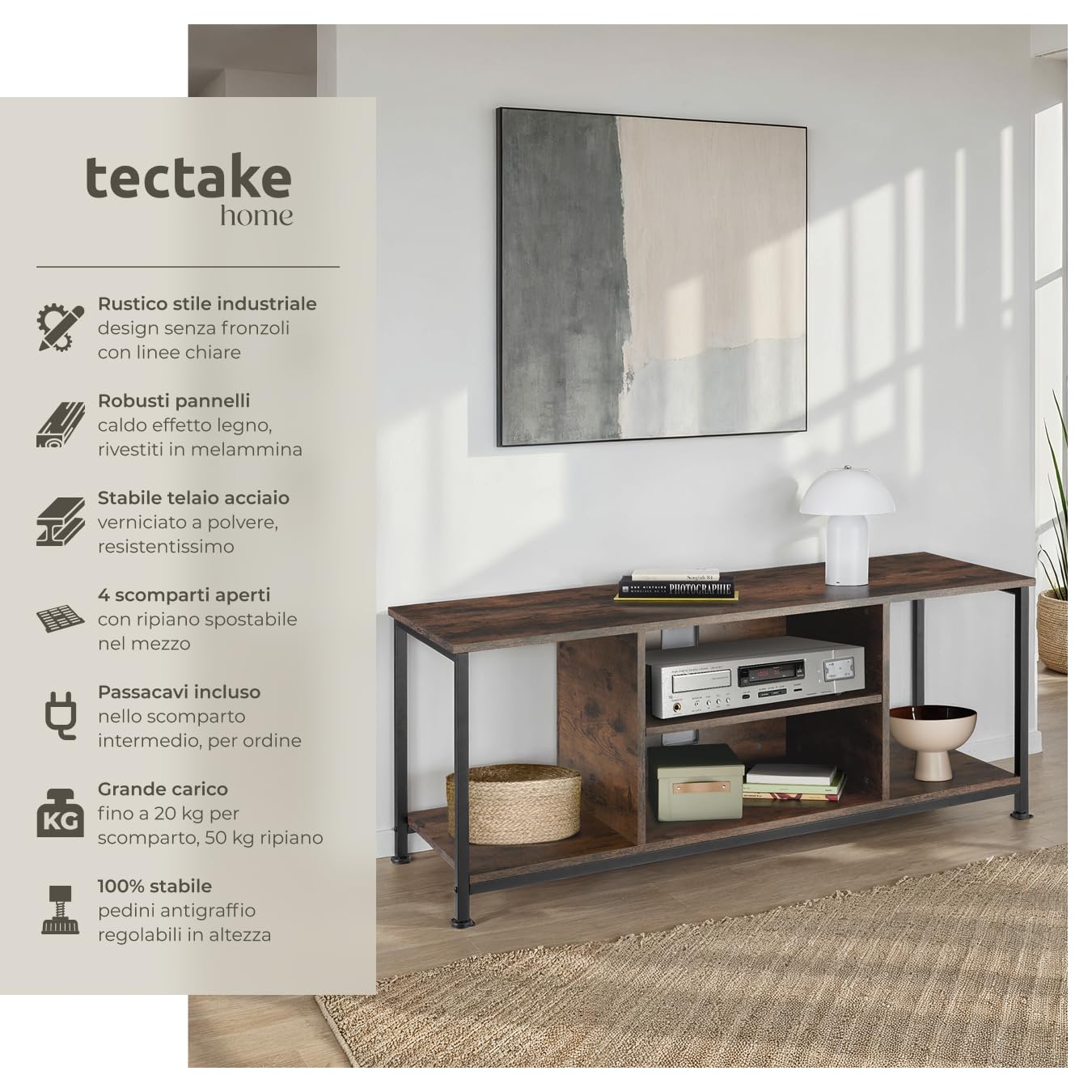Cassa TV TecTake 801079 Stable Steel 4 Pianelle - Dettaglio