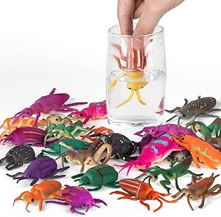 Niskaqsn 12 Pack Color Changing Insect Toys,Change Color Bug Toys,Floating and Stretchable Bath Toys fosr Kid,Insect Figurines Toys for Halloween Goody Bag Filler,Easter Egg Fillers,Carnival Prize