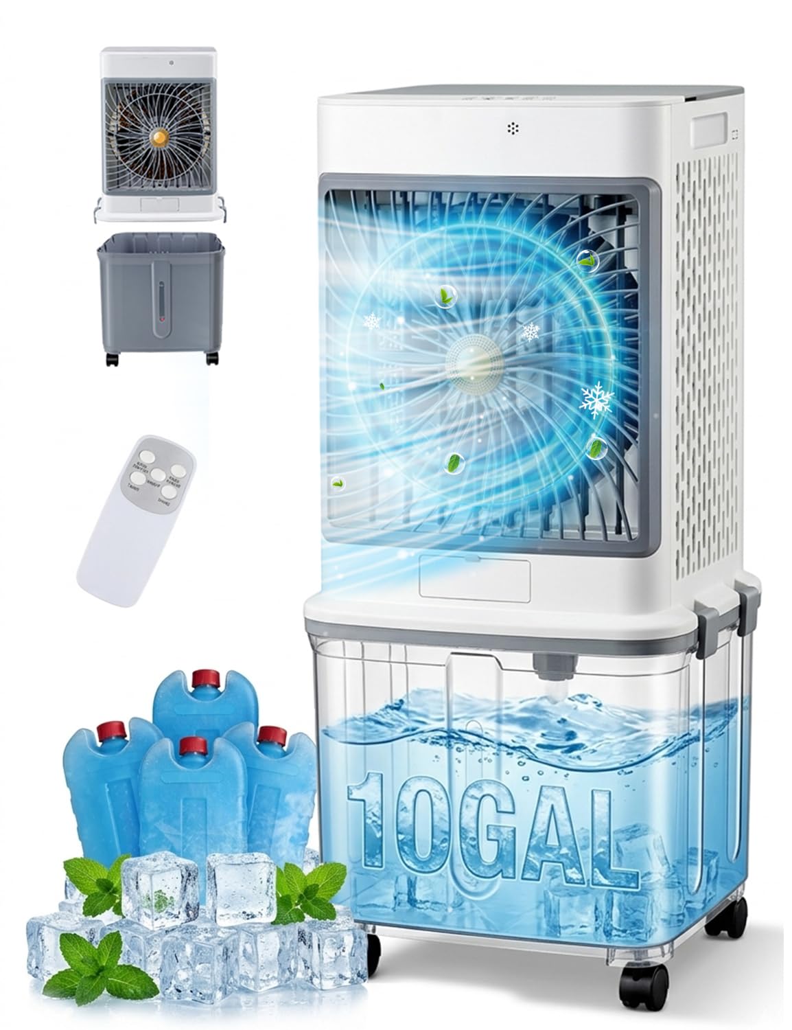 Swamp Cooler, 10-Gal Portable Air Conditioners Evaporative Air Cooler