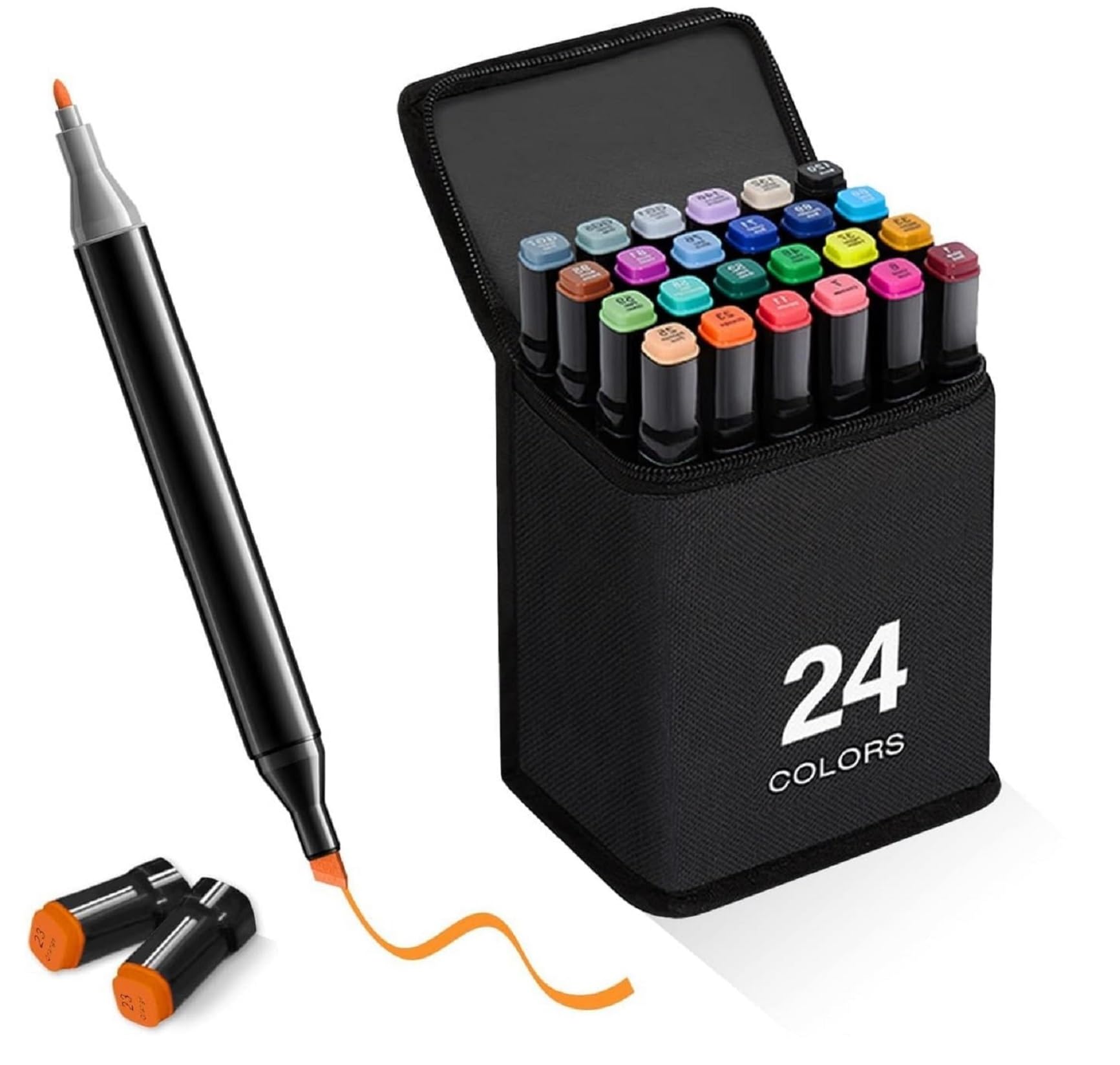 BIXEL 24 Pcs Dual Tip Art Markers Pens - Drawing Sketch Pen