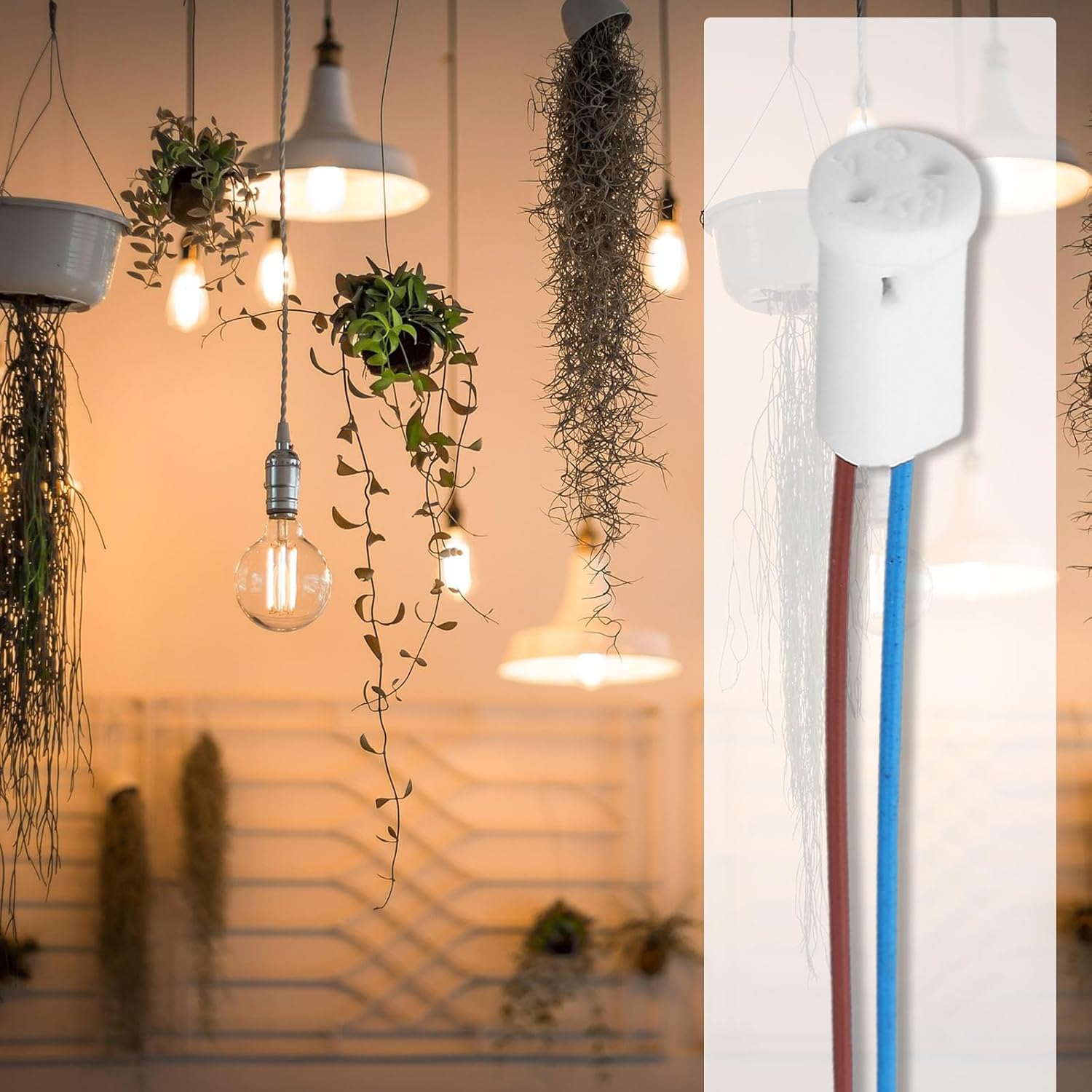 G4 Bulb Socket, 6Inch 10Pcs - 30V Ceramic LED Halogen Lamp Light Bulb, White Base Connector for Halogen Bulbs, Multi-Type Replacement Socket for MR16/GU5.3 /MR11