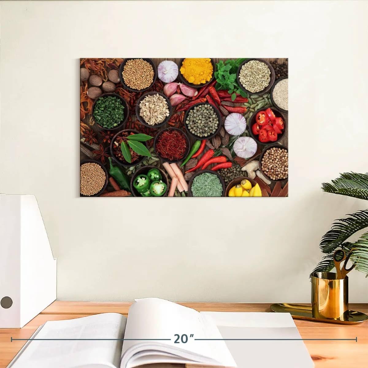 ElephantStock Fresh Spices Canvas - 1 Panel Kitchen Art Wall Decor - Kitchen Wall Decor - Kitchen Pictures Wall Art - 12" X 8"