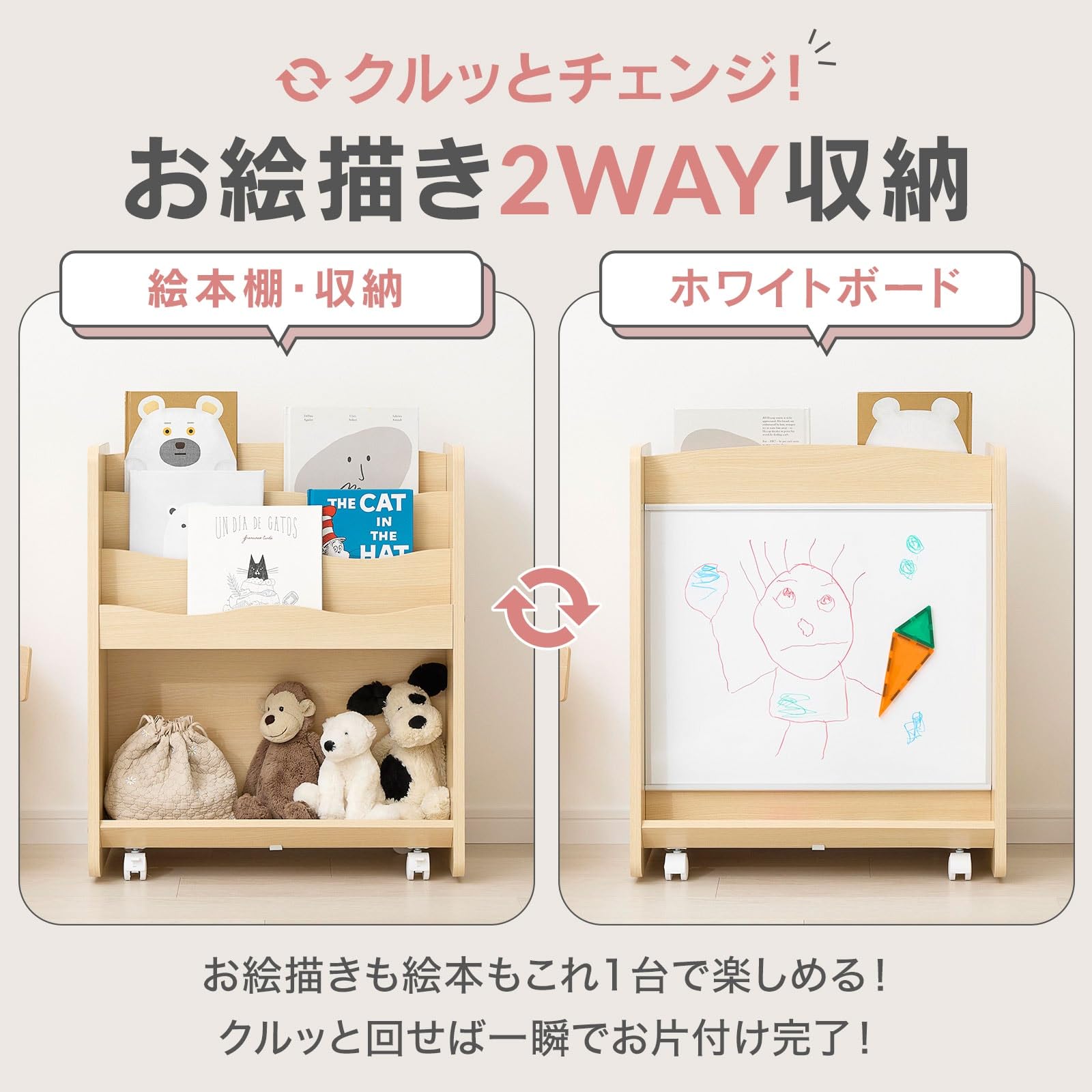 Amazon.co.jp: LOWYA ロウヤ 絵本棚 絵本ラック ホワイトボード