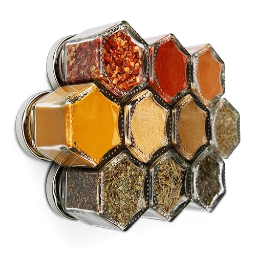 Gneiss Spice Kit básico  12 tarros magnéticos para especias rellenos de condimentos orgánicos (tarros pequeños)