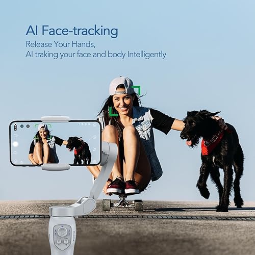 Miniatura 10 de Gimbal de teléfono de 3 ejes con luz de relleno ajustable, estabilizador de cardán para teléfono inteligente, estabilizador de teléfono para