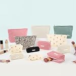 Maquillage Sac Set,3 Pcs Sac de maquillage initial, Corduroy Cosmétique Sac avec fermeture à glissière,Cuire Sac de maquillage Purs Pouch Travel Sac de toilette pour les femmes Filles Ami Cadeaux personnalisés