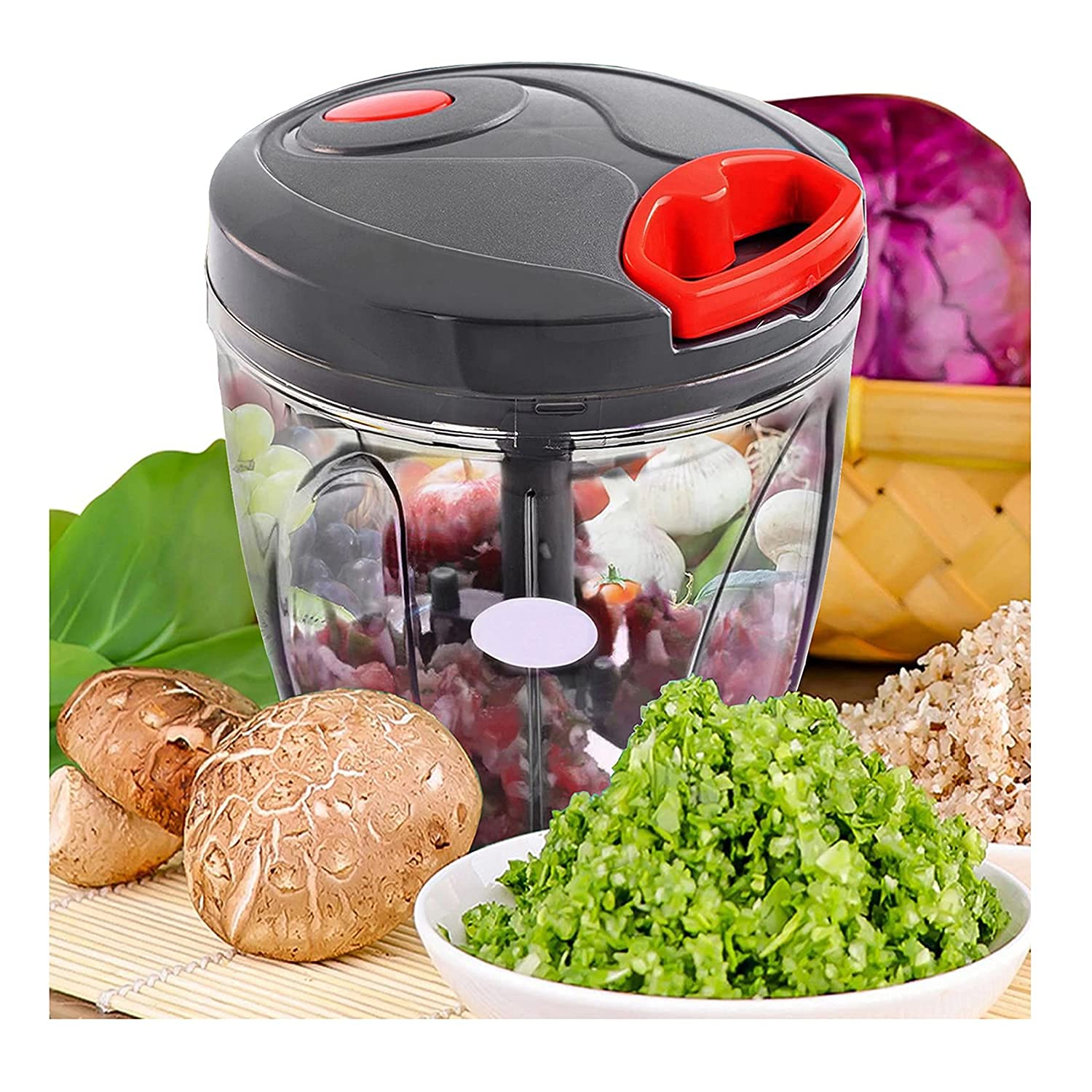 Crystal Zone 450ml Big Size Quick Hand Dori Vegetable Chopper & Fruit Chopper, Fruit Cutter for Kitchen - Manual Chopper, Onion, Dry Fruit Salad Maker