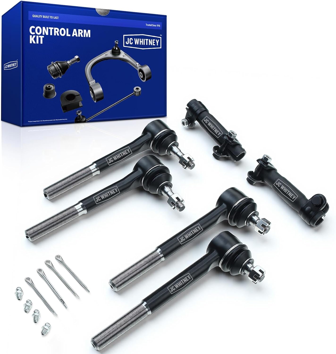 JC Whitney JFBAJCWCA00368 Set of 6 Tie Rod End and Adjusting Sleeve (Front) - Compatible with Chevrolet Tahoe 95-00, C1500/C2500 Suburban 92-99, C1500 88-99, GMC Yukon 95-99