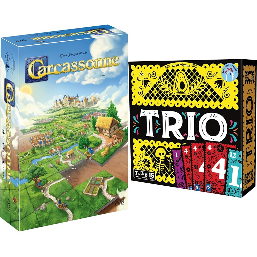 Asmodee Carcassonne - UNbox Now - Jeu de Société Moderne pour Enfants dès 7 Ans - 2 à 5 Joueurs & Cocktail Games - Trio - Jeux de Société - Jeux de Cartes - Made in France - Jeux Famille