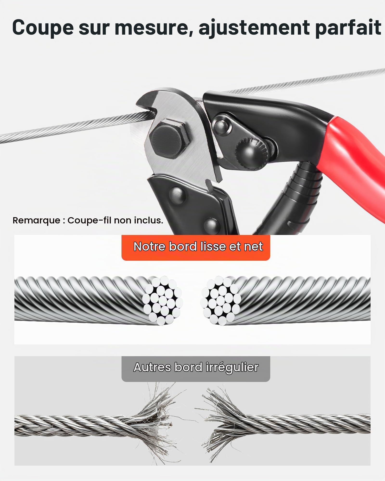 VEVOR Câble Métallique, Câble en Acier T316, Cordes de Remorquage en Acier Inoxydable 316 pour Camion à Remorque à Plat (300m 1x19)