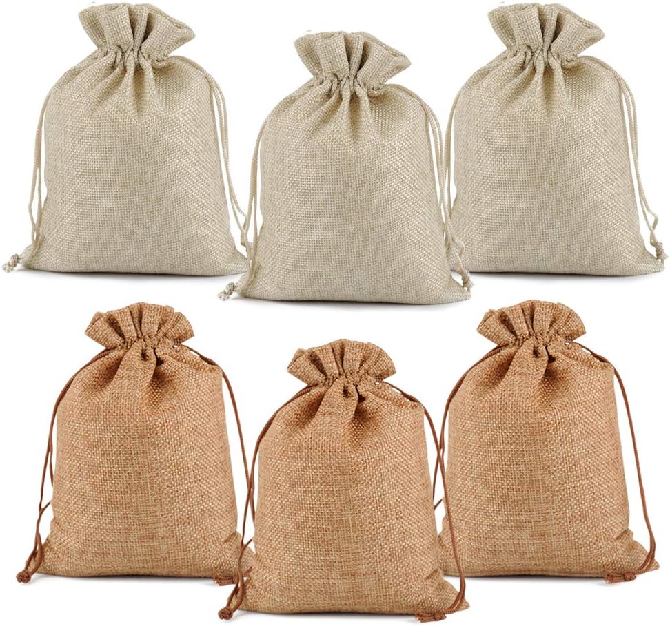 Lucky Monet 25/50/100PCS Burlap Gift Bags Wedding Hessian Jute Bags Linen Jewelry Pouches with Drawstring for Birthday, Party, Wedding Favors, Present, Art and DIY Craft (25Pcs, Coffee, 5” x 7”) - Image 5