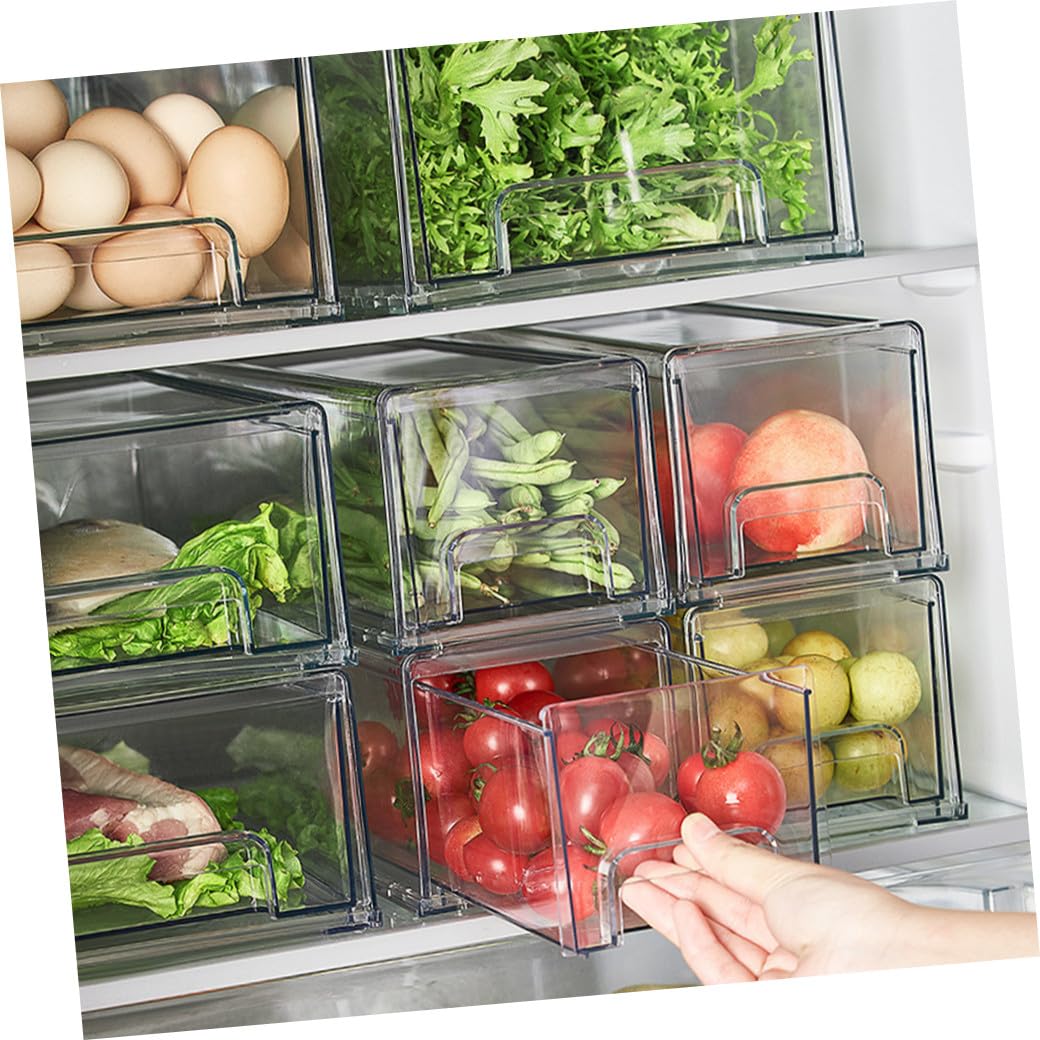 CALLARON Caja Organizadora para Refrigerador Gran Capacidad de Pet, Almacenamiento Ordenado y Fácil de Extraer para Frutas y Verduras en Despensa o Encimera