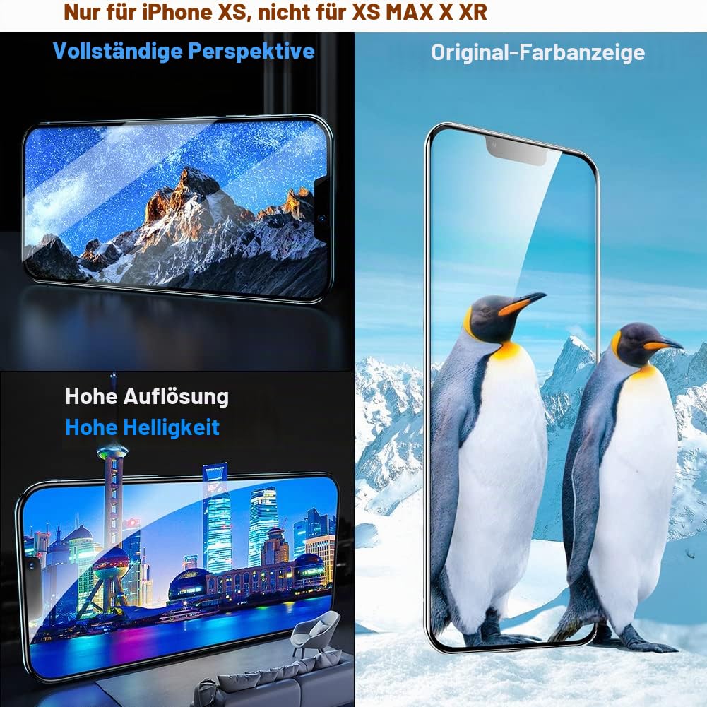EFAITHFIX für iPhone XS Display OLED Ersatz Bildschirm 5,8" Full HD 3D Touchscreen Digitalisierer mit Reparaturset, Wasserfester Klebstoff und Gehärtetes Glas Für Modelle A1865/A1901/A1902