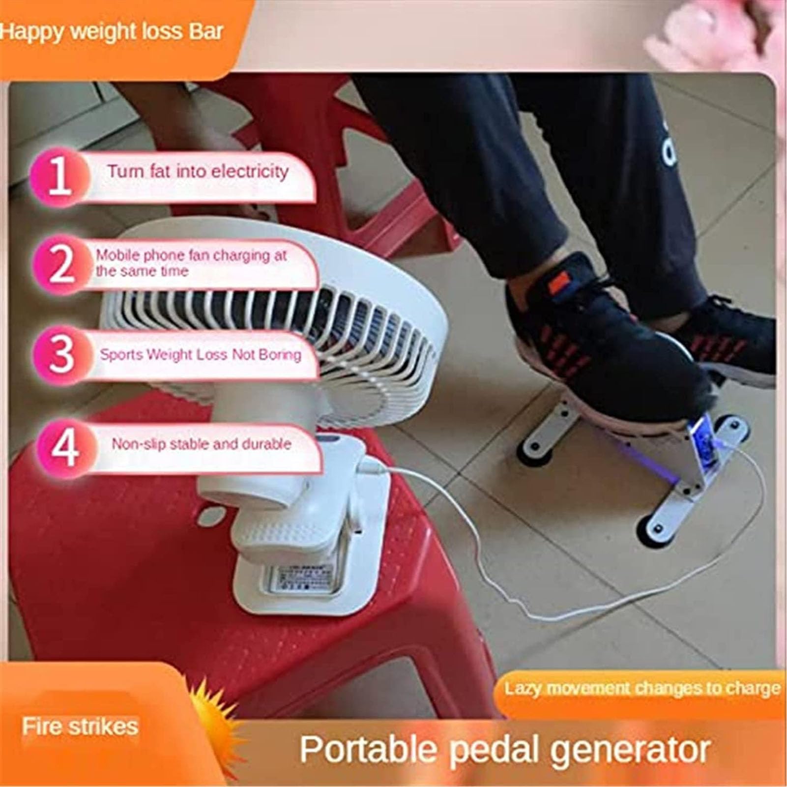 Przenośny generator pedałów, 50 W/100 W, wielofunkcyjny generator korby ręcznej, stacja zasilania, szybkie ładowanie generator nożny, zasilacz awaryjny
