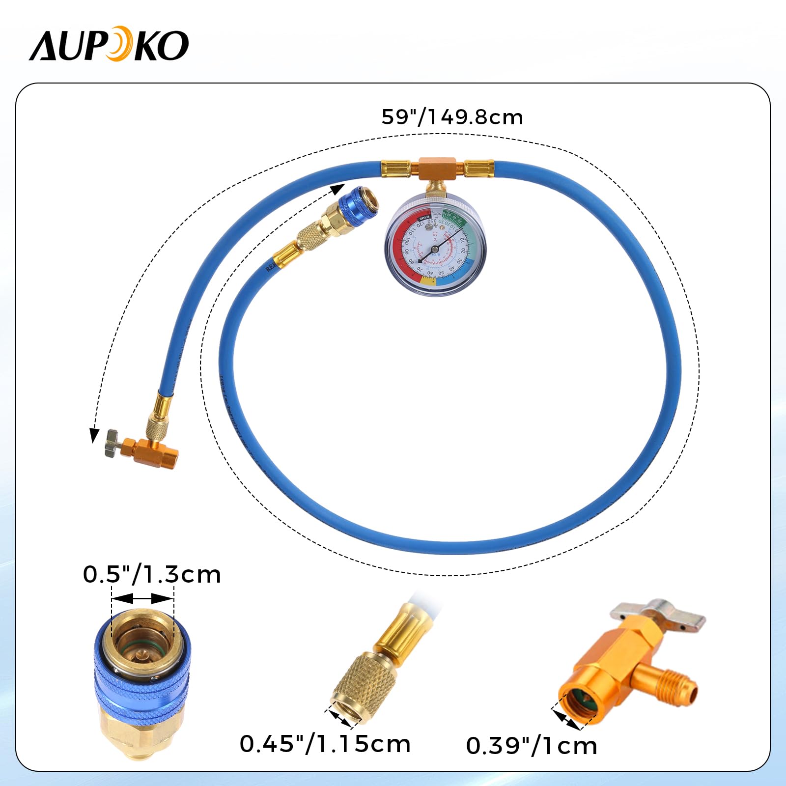HSEAMALL R134A Car AC Refrigerant Charge Hose,Removable