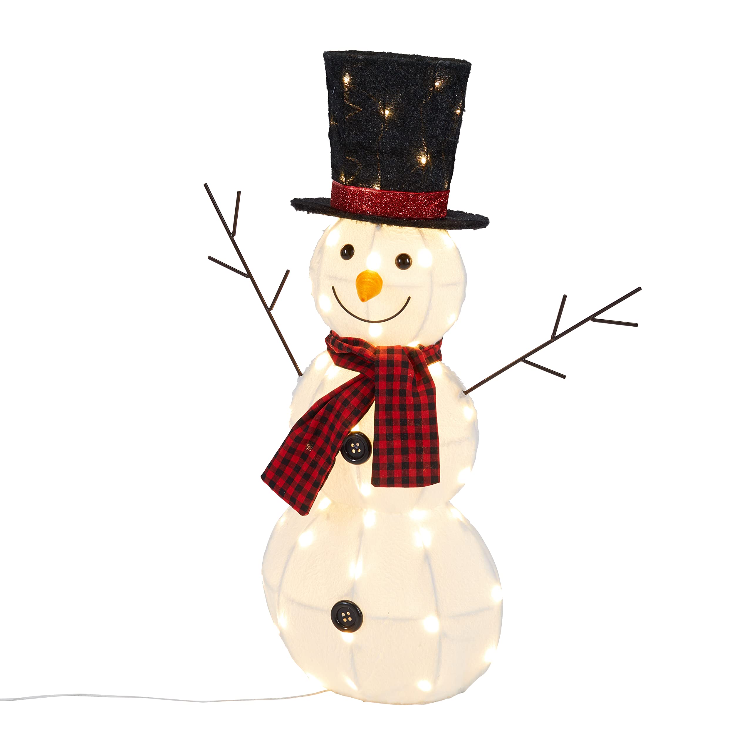 Bonhomme De Neige En Acrylique Transparent, H 90 Cm, 180 Led Blanc Froid