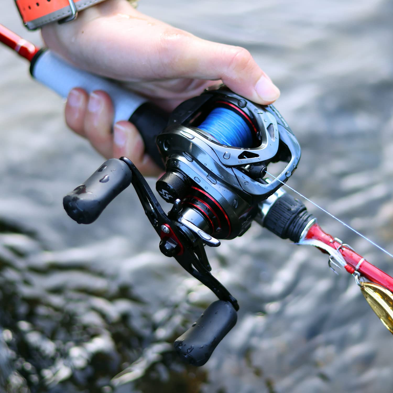 Sougayilang MAX Baitcasting-Rolle 8,0:1 Hochgeschwindigkeits-Angelrolle 18LB Carbonfaser-Bremskraft Baitcaster-Angelrollen mit magnetischem Bremssystem