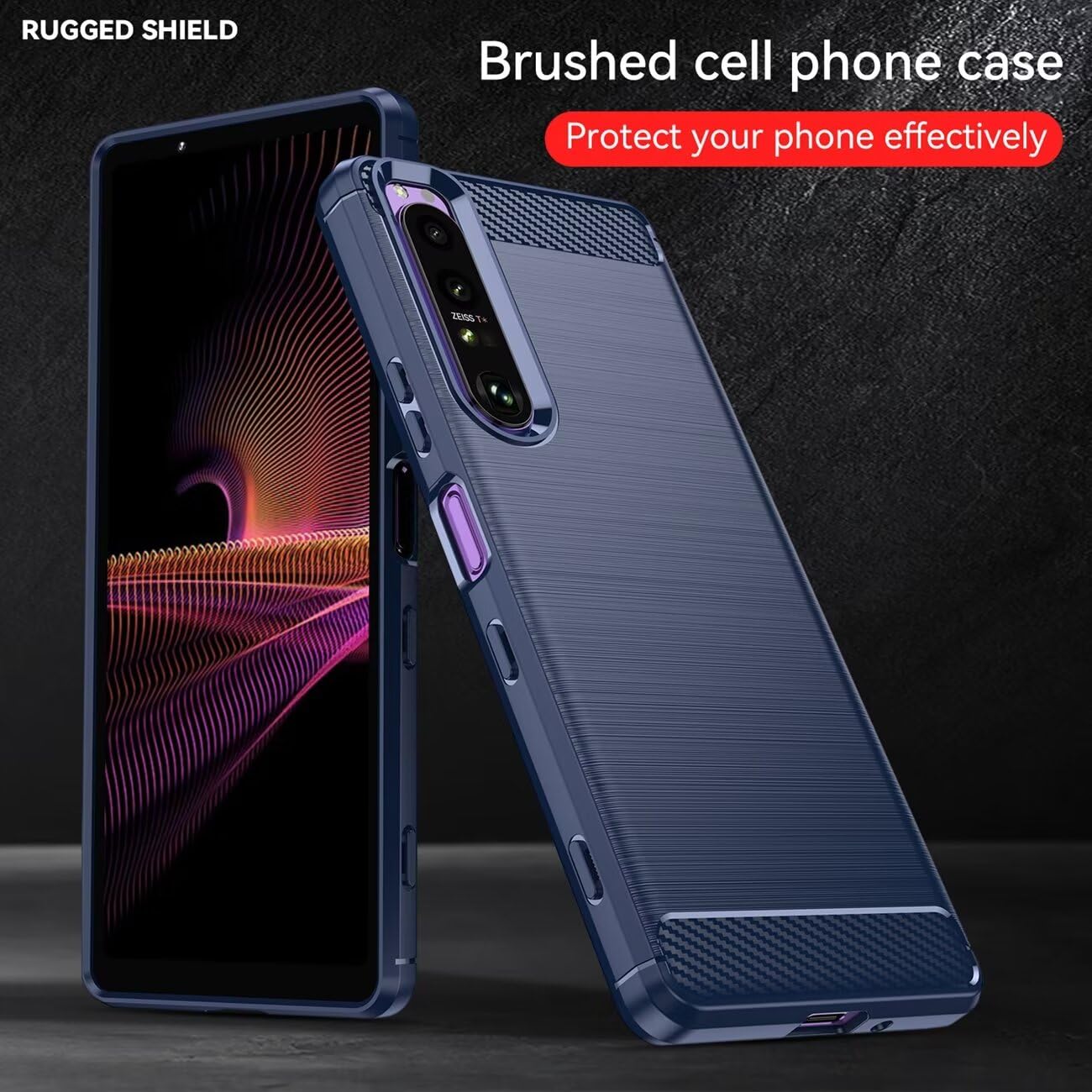 Custodia Cruzerlite In TPU Con Fibra Di Carbonio Per Sony Xperia 1 III - Assorbimento Urti, Antigraffio, Blu