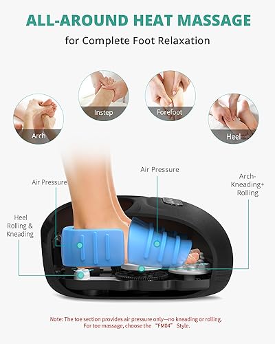 Miniatura 4 de Medcursor máquina masajeadora de pies con calor, rodamiento, amasado profundo, masajeador de pies shiatsu para proporcionar alivio del dolor, pies