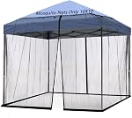 10x10 Filet de mousse pour Tente de Patio Canopy/Pop Up Tente, Double écran latéral de porte Installation facile Noir (seulement filet de mousse Pas de cadre) (Embedd 10x10)