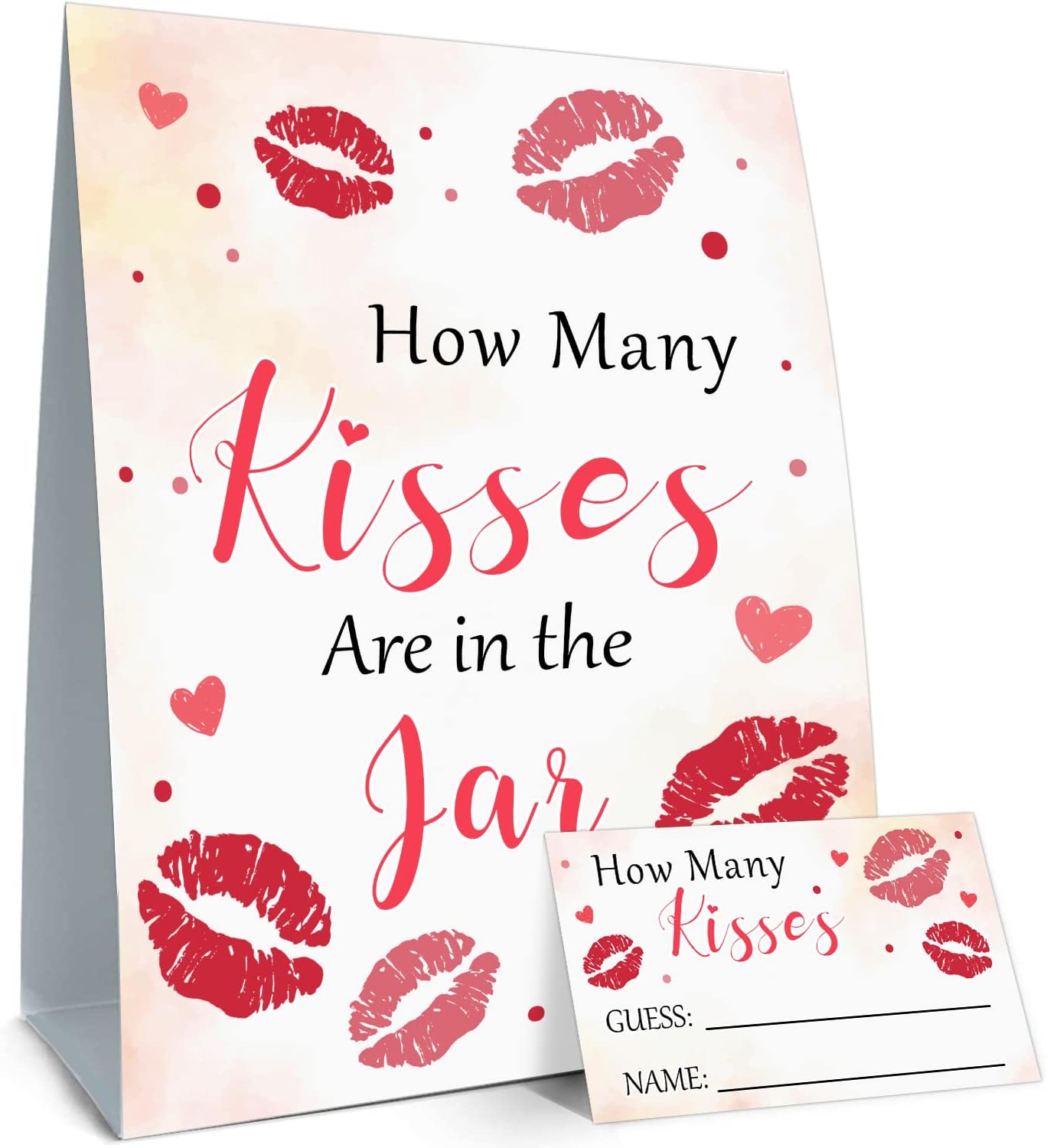 ALodr How Many Kisses are in The Jar – Baby Shower, despedida de soltera, cumpleaños, Navidad, temporada de graduación, divertido juego de tarjetas