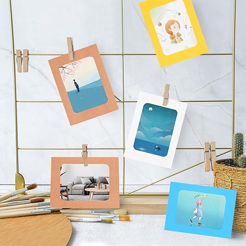 Miniatura 4 de Paquete de 30 marcos de fotos de papel de cartón, para colgar en la pared con clips, marco de fotos de collage para decoración de pared bohemia,