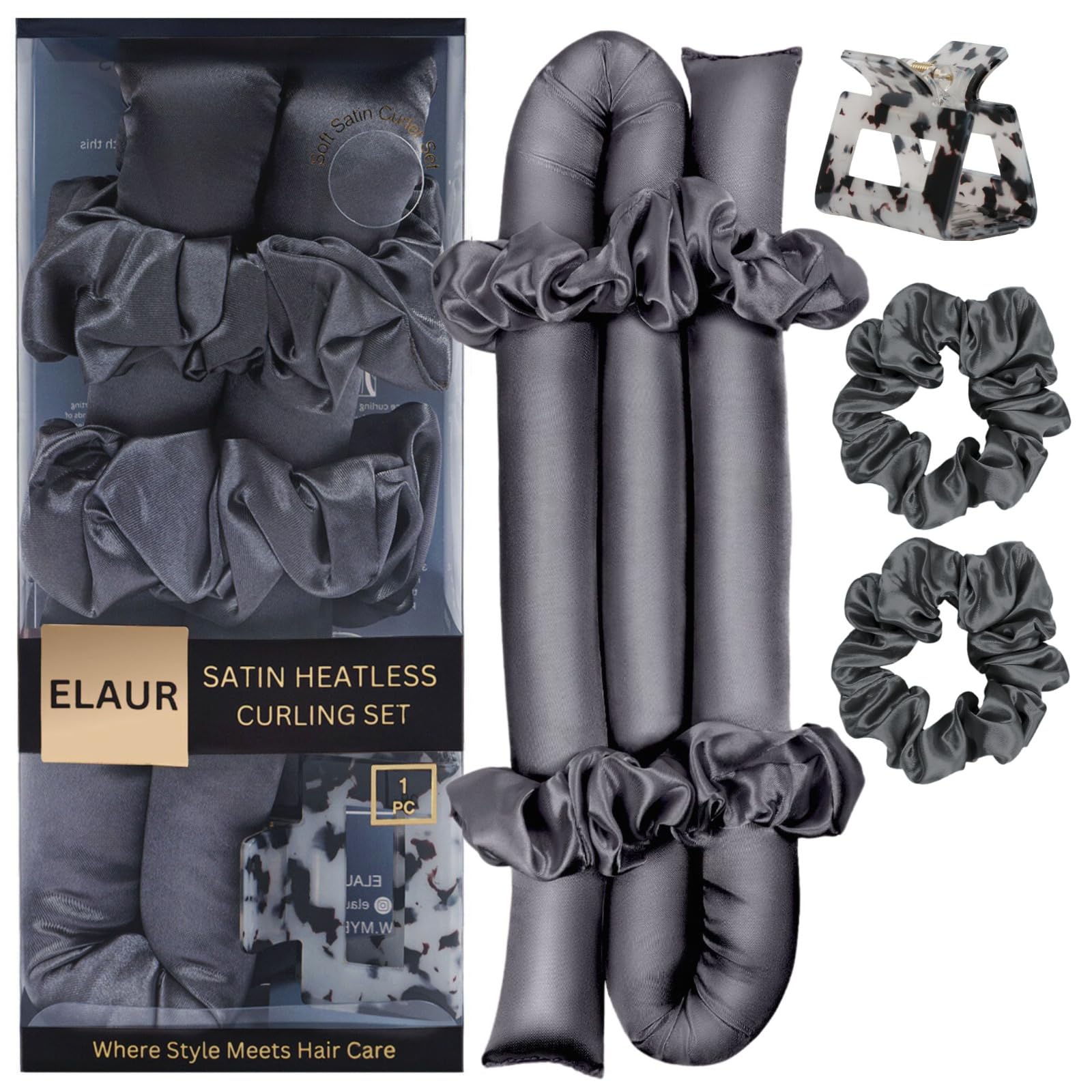 Satin Heatless Curling Set-Hair Rollers for Heatless Curls | Overnight Heatless Hair Curlers to Sleep in | Curling Rod Headband for Short & Long Hair | Hair Wrap Curler