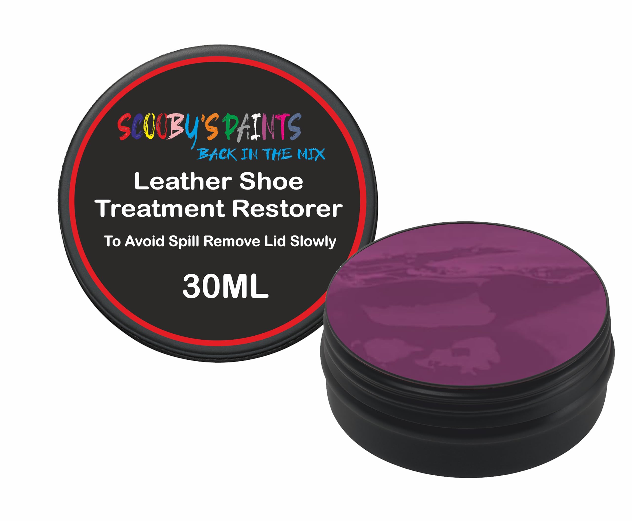 Scooby Paints Leather Shoe Colour Restorer Recolouring Balm Repair Treatment for Faded & Worn Absorbent Leather Furniture, Sofas, Chairs (PURPLE)