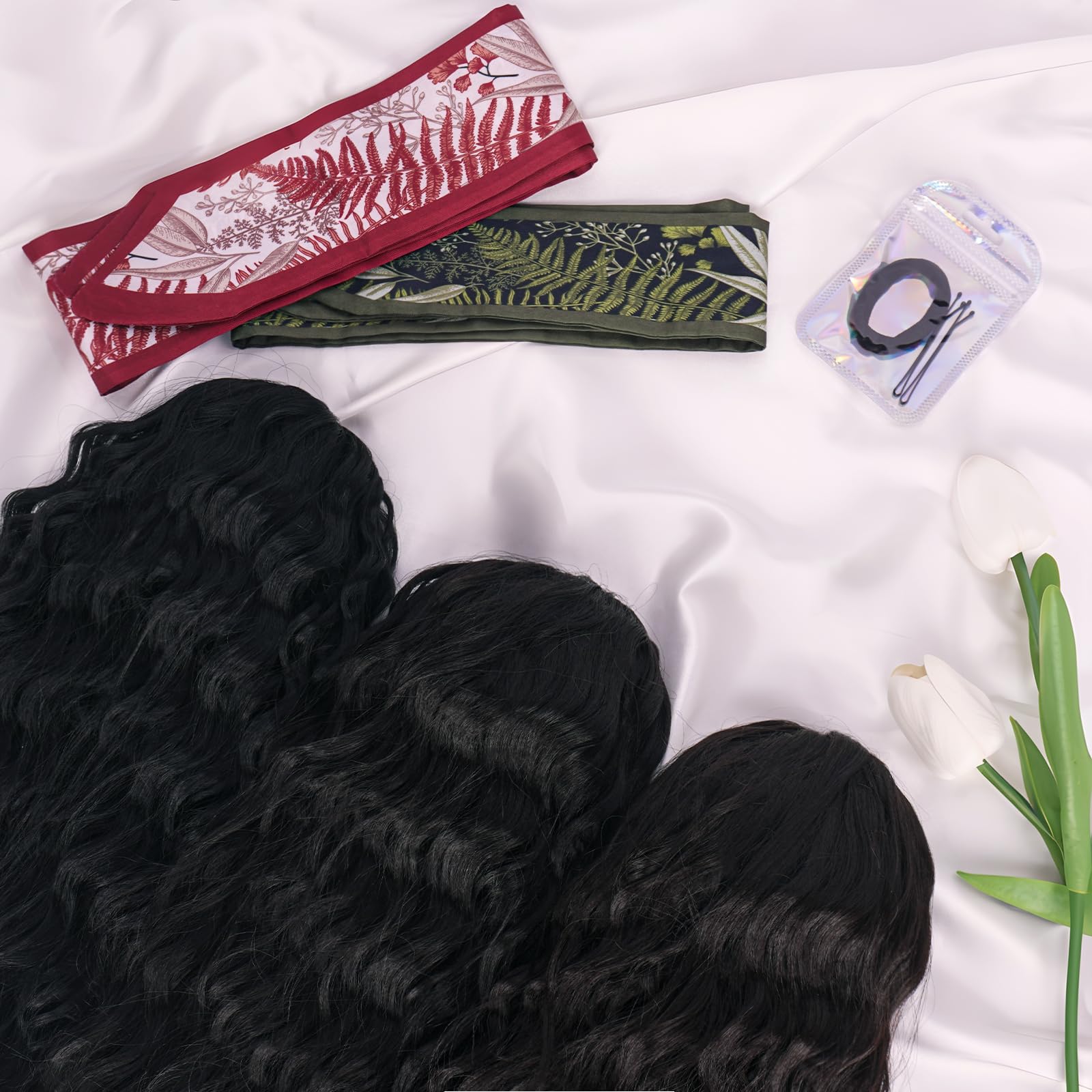 RUWISS Extension Queue de Cheval Afro Ondulée avec Cordon pour Femme Noire,40cm Noir Marron Afro Kinky Extension de Cheveux Synthétiques Postiches Bouclés