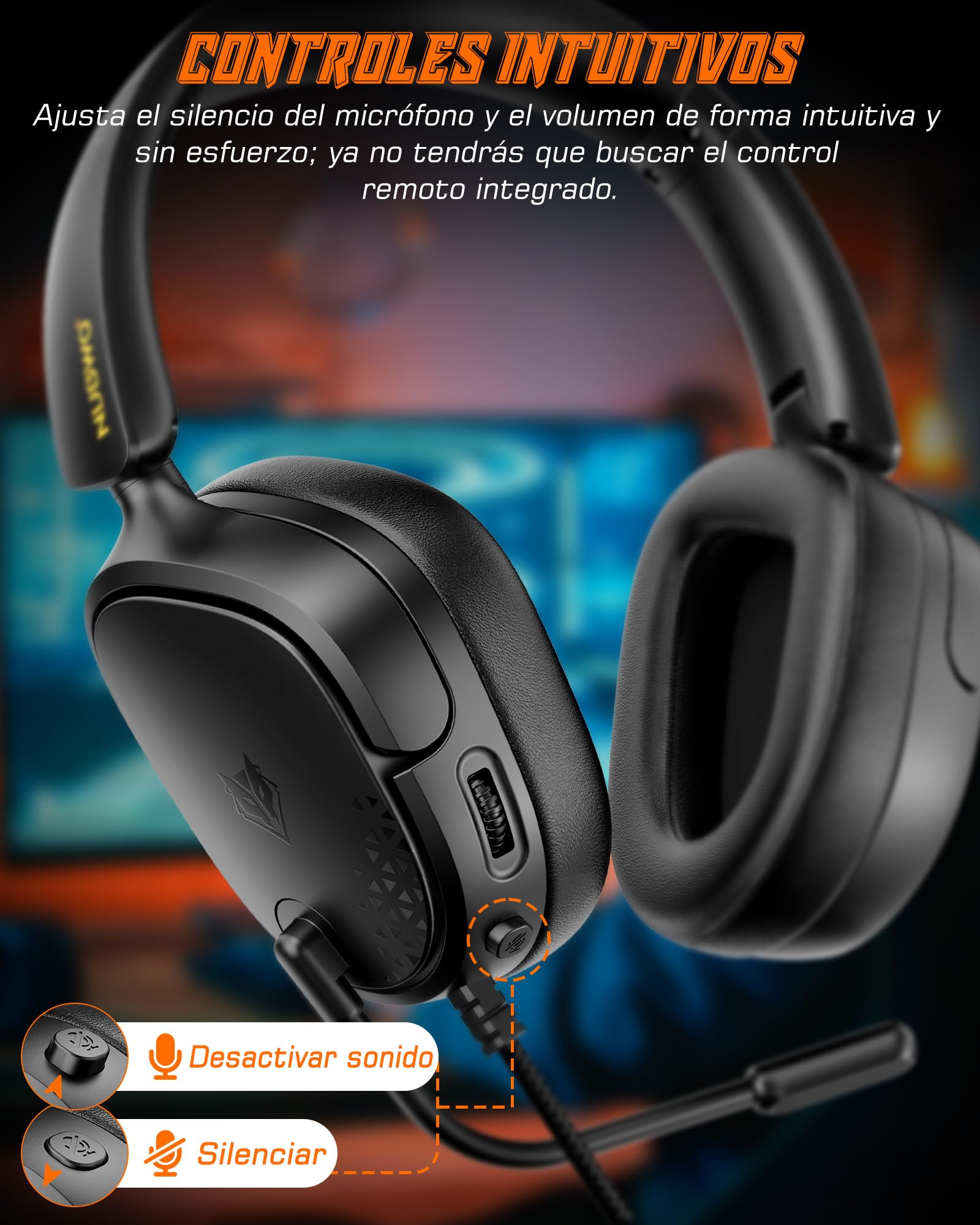 NUBWO Auriculares PS5 para PS4, PS5, PC, NS, Xboxone, Auriculares con Micrófono, Auriculares Gaming con Micrófono, Auriculares con Cancelación de Ruido con Clavija de