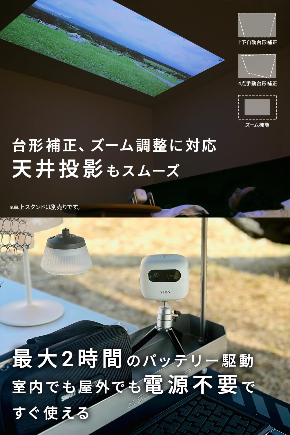 510083 CINEMAGE min天井投影 台形補正 スマホ対応 Amazon.co.jp: プロジェクター 小型 家庭用【 CINEMAGE nano