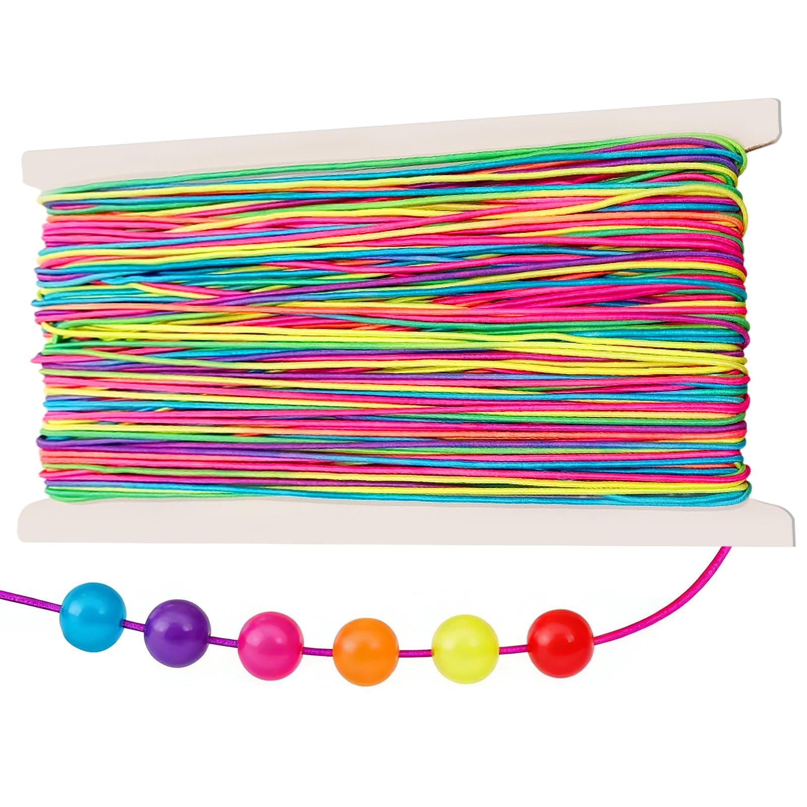 Peapin ‎Multicolor Colorful Bracelet String, Elastic For Bracelet Making, Beading Cords, For Making Jewelry Strings Diy Bracelets Necklaces Beads Handicrafts Decorations(1Mm, 50M)