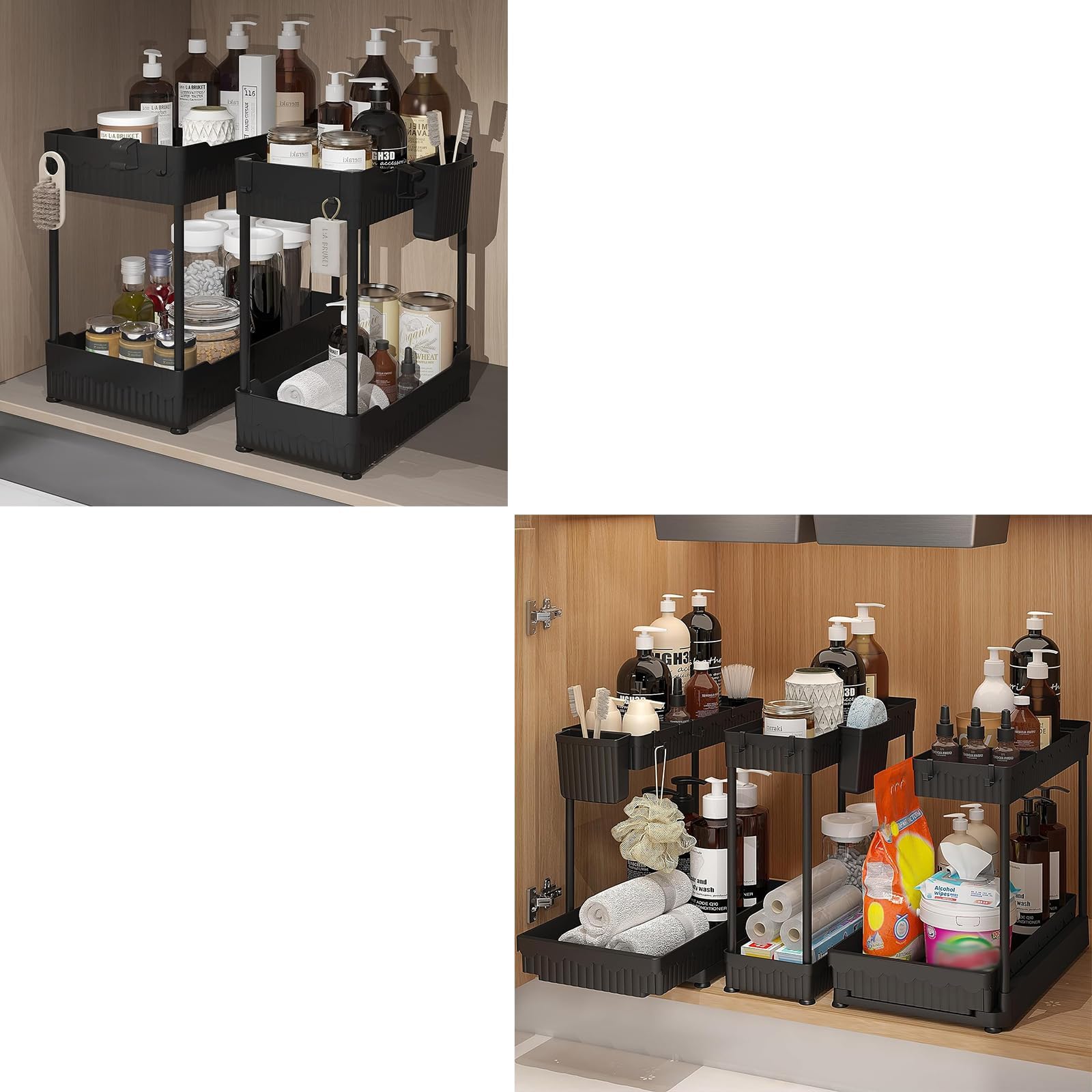 Sevenblue2 Pack Under Sink Organizer, 3 Pack Under Sink Organizers and Storage L-Shaped