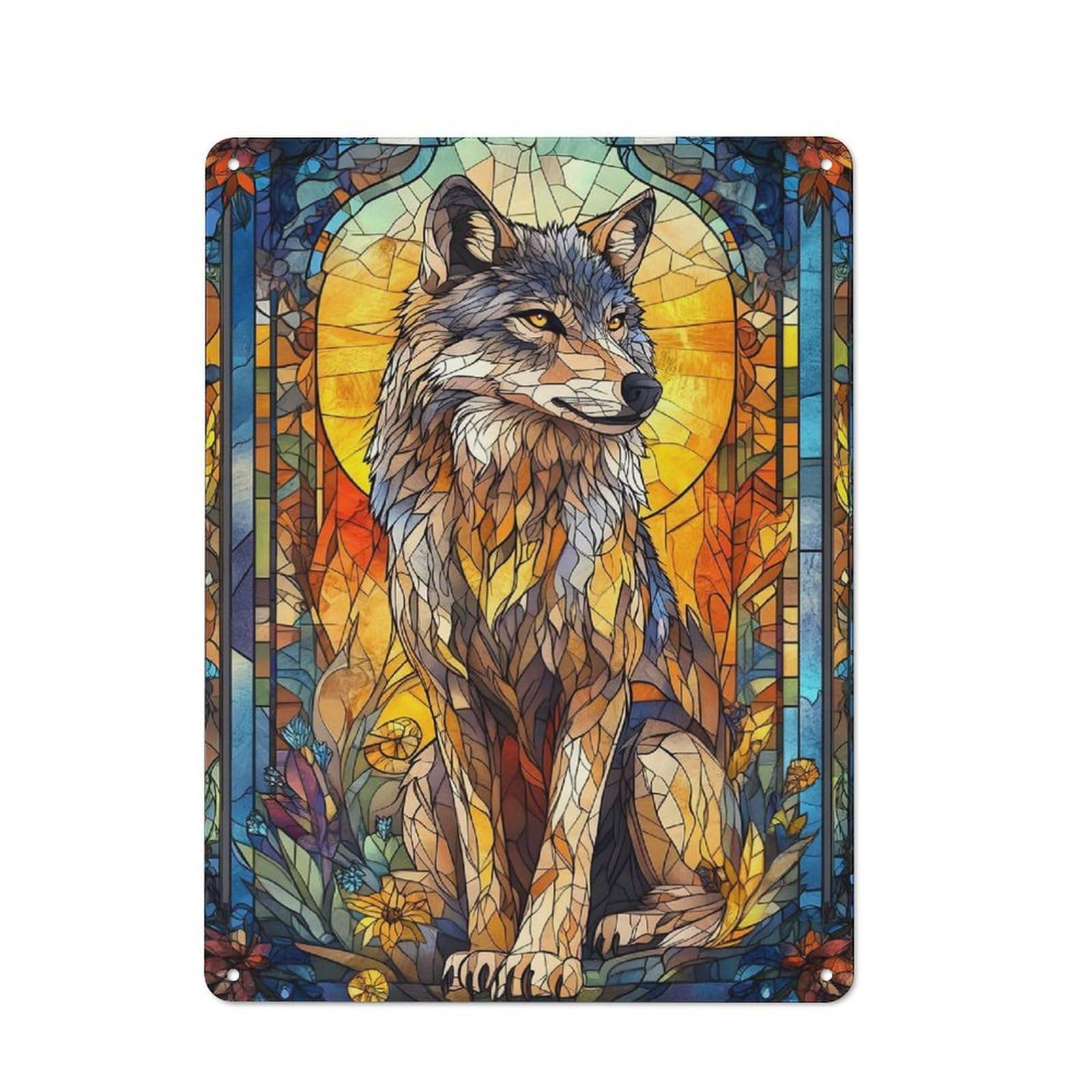 Junmoney Wolf Metal Plaque 40X30cm With For Garage Wall, Retro Decor, For Garage Decor Collectors Refreshing A Room In Autumn