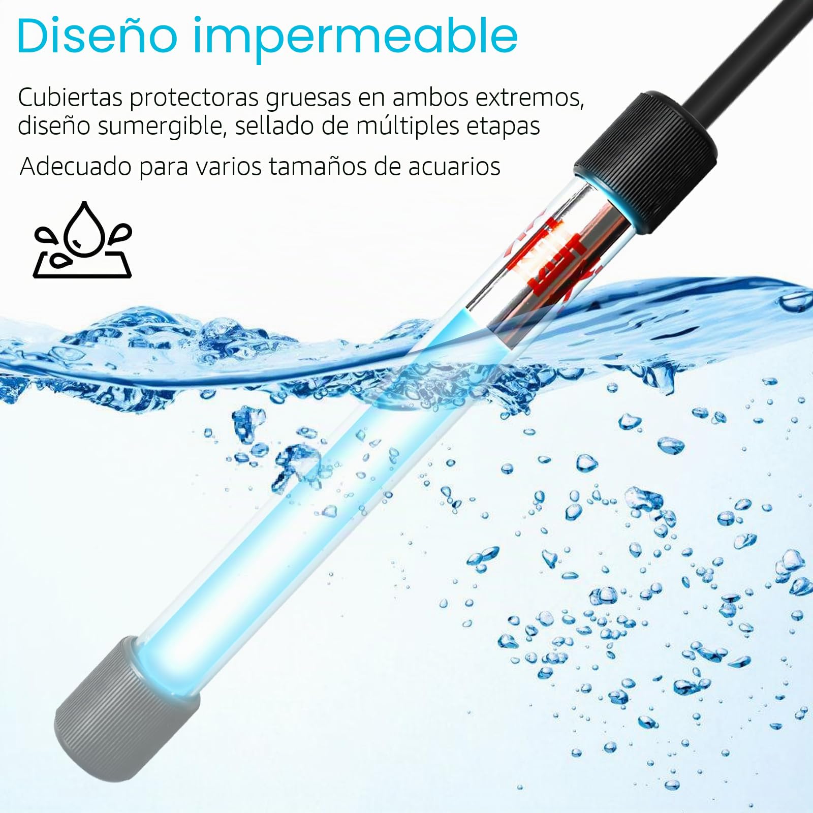 Lámpara esterilizadora UV para acuarios con temporizador de 13 W: Aclarador de agua UV para acuarios contra algas y bacterias, luz UV para piscinas de filtro, estanques, acuarios, lámpara de limpieza
