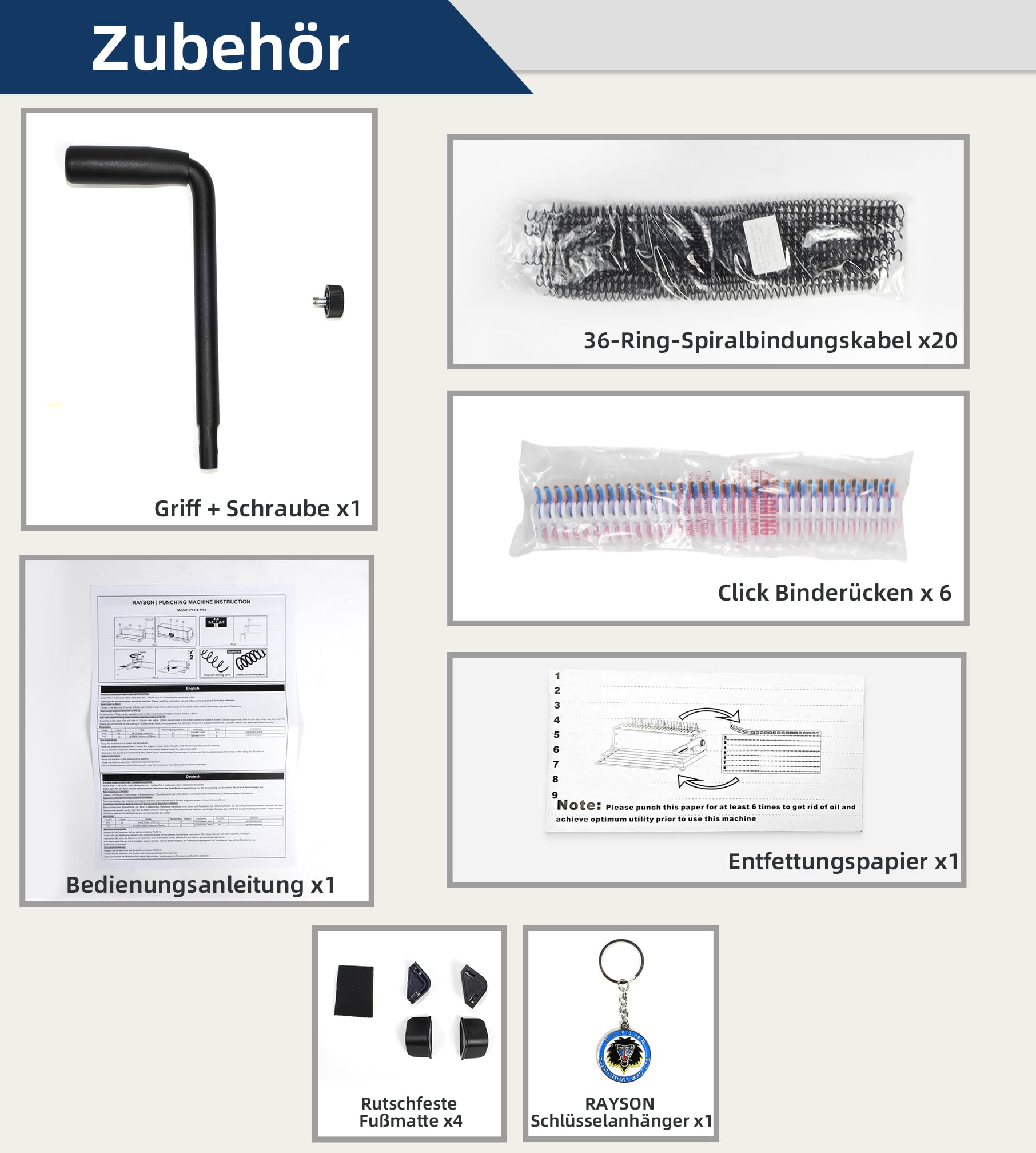 RAYSON Bindemaschine, 34 Löcher, 12-Blatt-Locher, PT-1201 | Robuste Metallkonstruktion