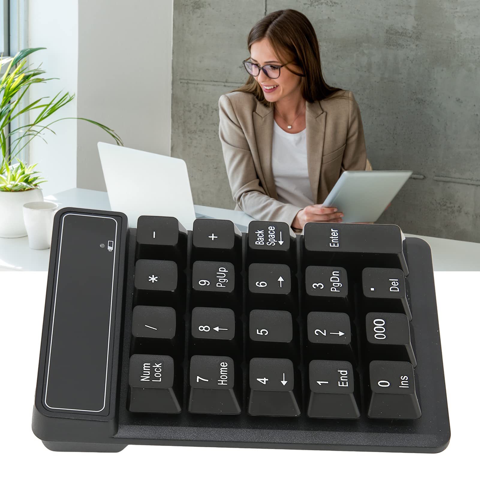 Bezprzewodowa Klawiatura Numeryczna, Przenośna 19 Klawiszy 2.4GHz Bezprzewodowa Ergonomiczna Klawiatura Numeryczna do Rachunkowości Finansowej do Laptopa, Komputera Stacjonarnego, Komputera Stacjonarn