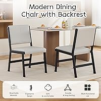 Vista 7 de Juego de Sillas de Comedor Modernas, Sillas Ergonómicas de Tela Transpirable y Marco de Metal con Asiento Suave Acolchado y Robusto, para Cocina