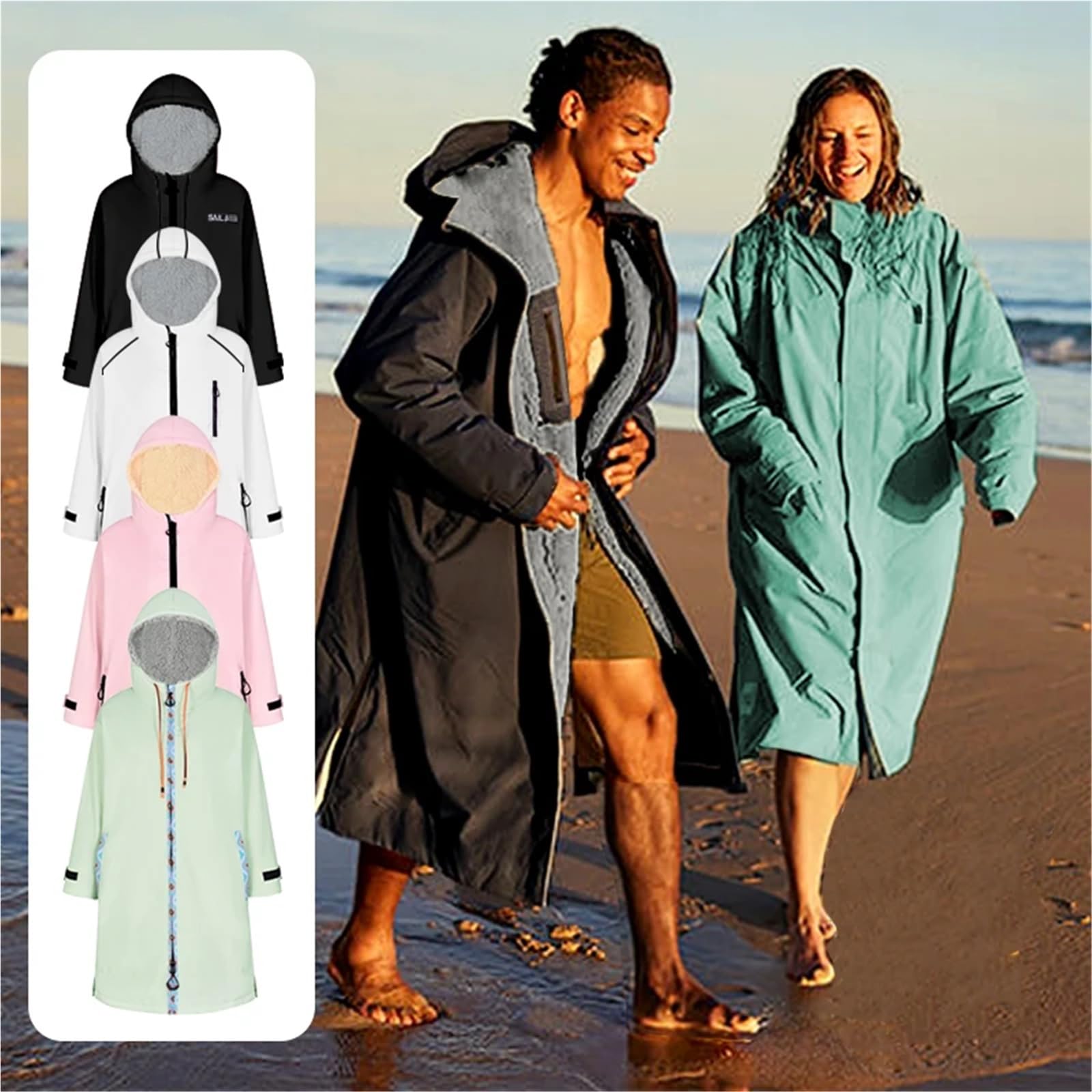 Albornoz para playa Bata impermeable for cambiarse de Surf, capa con capucha, playa, piscina, abrigo al aire libre, chaqueta lana cordero