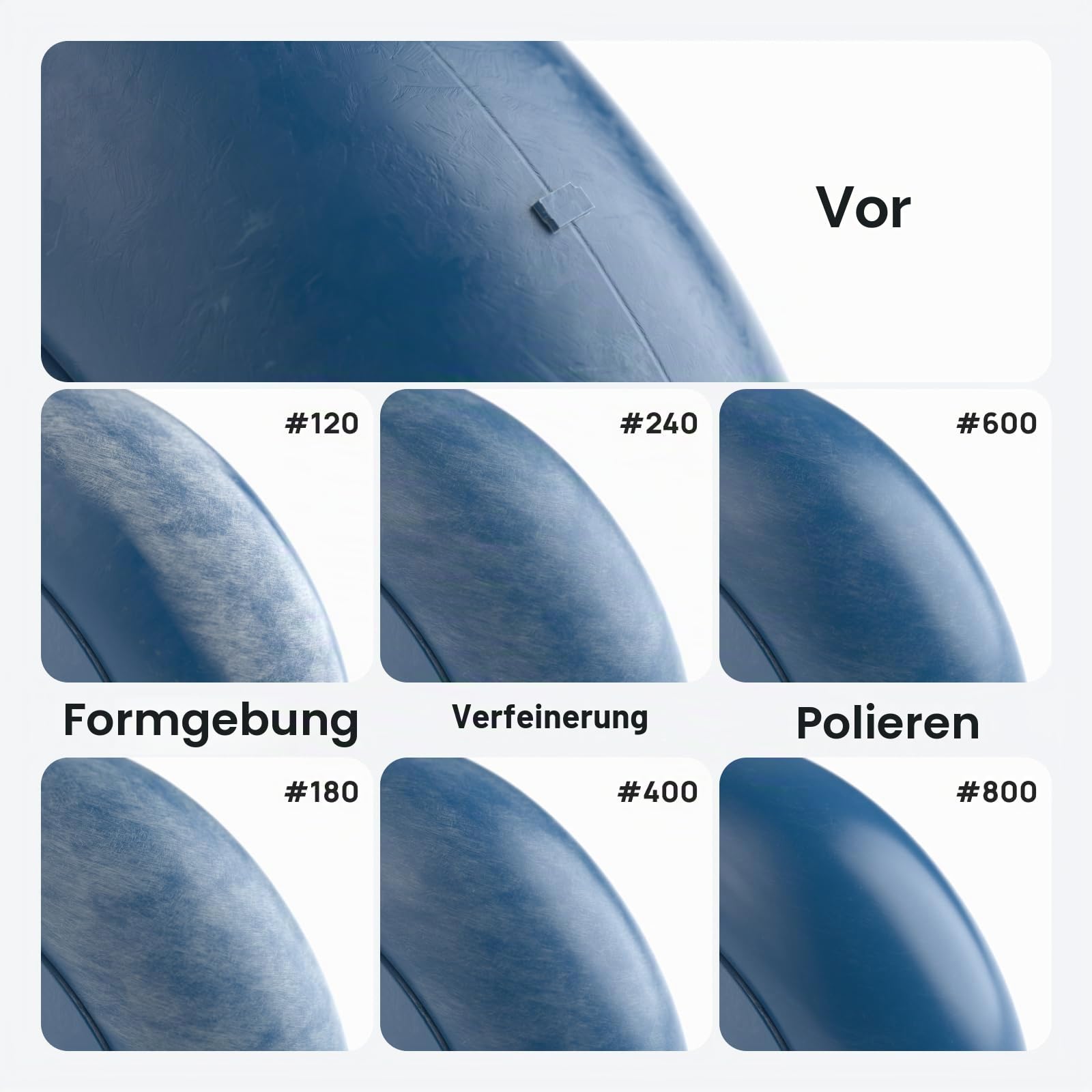 HOZO NeoBlock Premium Geschenk-Set – 1 Griff + 3 austauschbare Köpfe mit 60 Schleifbändern (120/180/240/400/600/800 Körnung, je 10 Stück), Geschenkbox-Verpackung für DIY- & 3D-Druck-Liebhaber