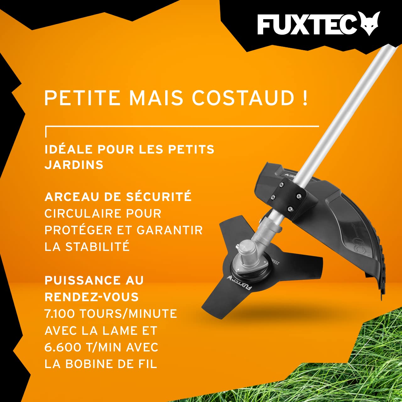 FUXTEC Débroussailleuse Thermique FX-MS125 25,4 cm³ 1 CV 5,5 kg Largeur de Coupe 305 mm
